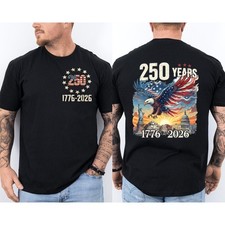 250 Years Old Birthday Bald Eagle 250th Anniversary USA Front  Back T-Shirt