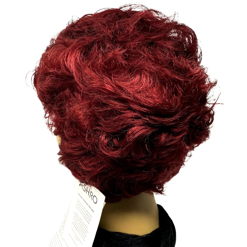 Dark Burgundy Wine Pixie Wig ASHRO Short Curly Synthetic Hair Women Teens NWT - Image 3 of 4