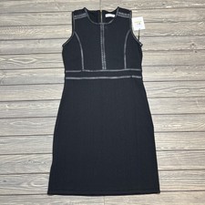 Calvin Klein Women’s Black Faux Leather Trim Sheath Dress Size Small