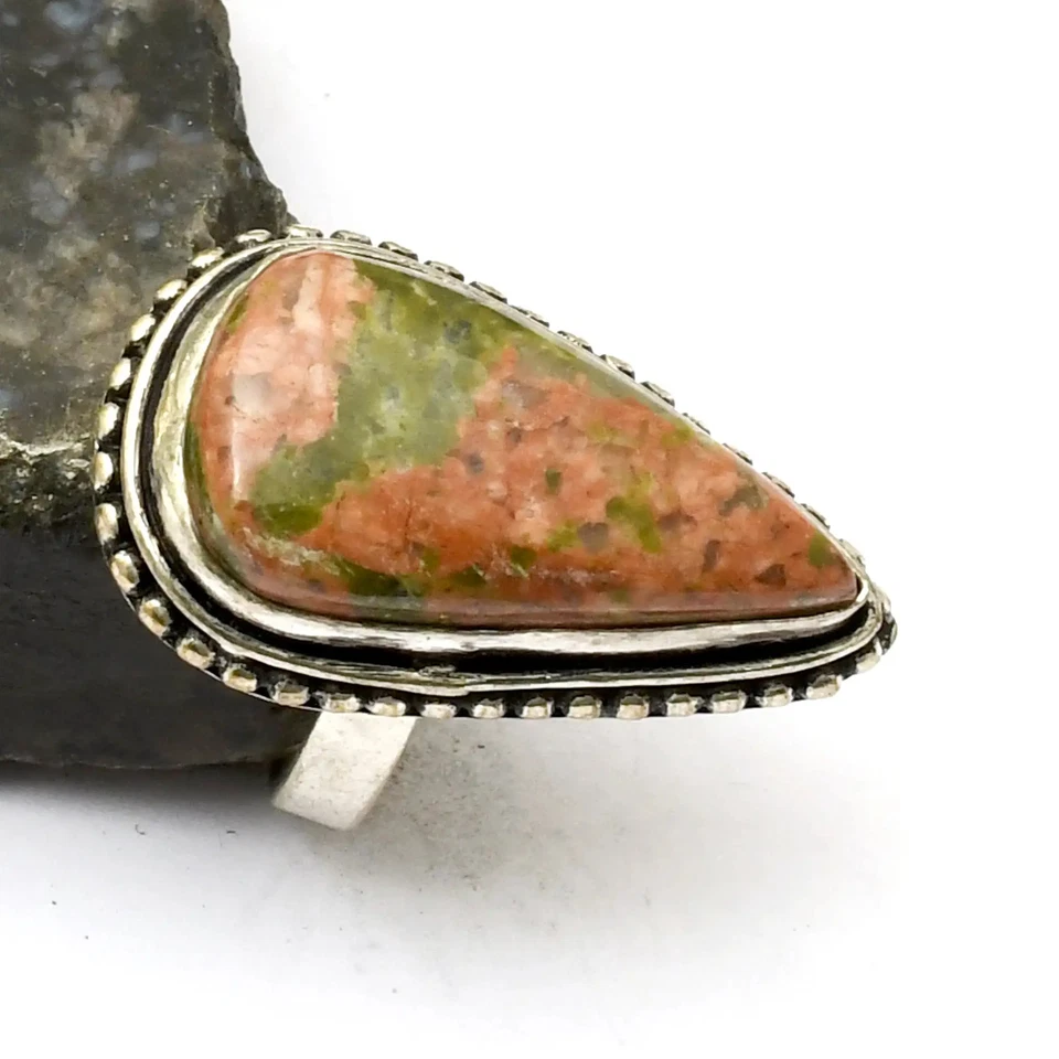 Unakit Edelstein ethnische Handarbeit Ring Schmuck für Neujahr US-Größe - 5,75 AR 33193