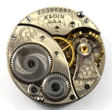 Vintage Elgin Grade 418 3/0s 7J Pendant Set Pocket Watch Movement lot.en