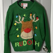 RUDOLPH RED NOSED REINDEER UGLY CHRISTMAS SWEATER Women's Medium