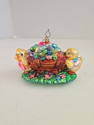Christopher Radko Egg Cartin Chicks Bird Ornament for Easter and Christmas