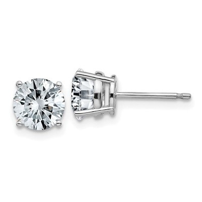 14k Weißgold 1,25ct. 5,5 mm runde reine leichte Moissanit Ohrstecker 