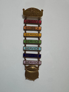 VINTAGE RAINBOW GIRLS POT OF GOLD MERIT PIN 7 ENAMEL SERVICE BARS MASONIC