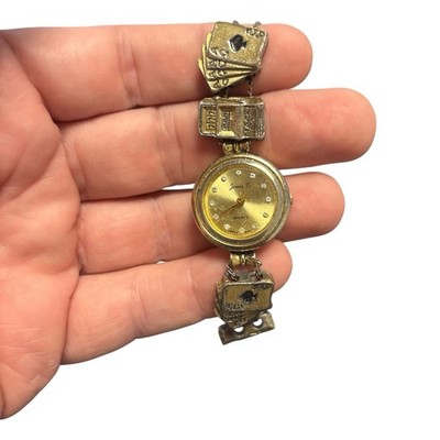 Vintage Jennie B Casino Gambling Gold Tone Charm Watch Slot