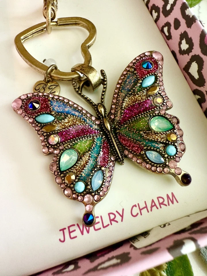NUEVO CON ETIQUETAS/NUEVO EN CAJA Betsey Johnson Bolso Mariposa Joyas de Cristal Dije Llavero Foto 3 de 3