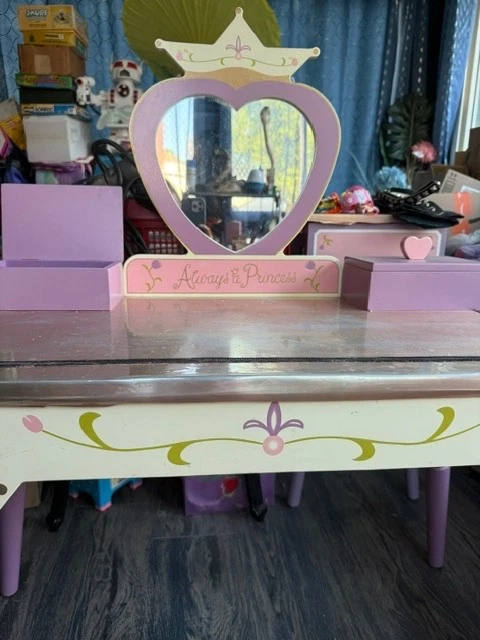 Linda vaidade rosa princesa Levels Of Discovery e caixa de joias feita à mão madeira - Imagem 2 de 4