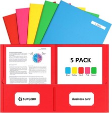 Two Pocket Folders, 5 Pack Paper Folders with Pockets, Thick Textured Paper File