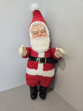 1950s Toy Santa 22" Plush Rubber Face Christmas Santa Plush Toy Vintage EUC