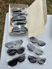 Vintage 1980s, NOS , Lot of 12, Louvered Design Sunglasses, Black, Adult Size