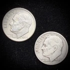 Lot of 2 - 90% Silver - Pre-1965 Roosevelt Dimes Circulated Condition - F21D