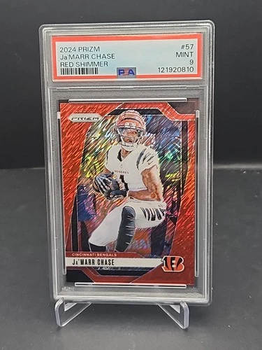 Ja’Marr Chase 2024 Panini Prizm #57 Red Shimmer /35 FOTL PSA 9