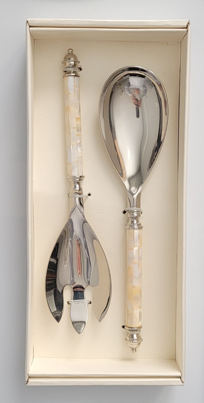 Tizo Mother of Pearl Serving Spoon & Serving Fork Set 11"