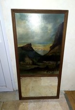 Trumeau XIX ème huile sur toile , miroir , mirror