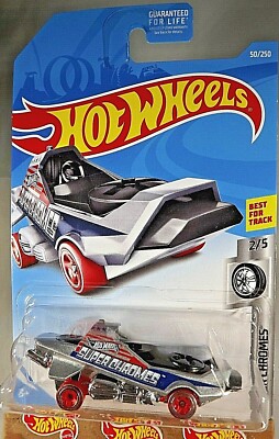 2019 Hot Wheels #50 Super Chromes 2/5 HOVER & OUT Silver w/Red Wheels 5 spoke