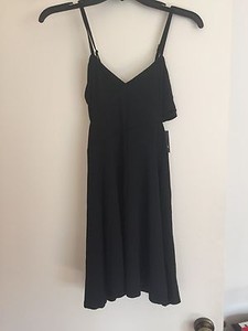 black wrap skater dress
