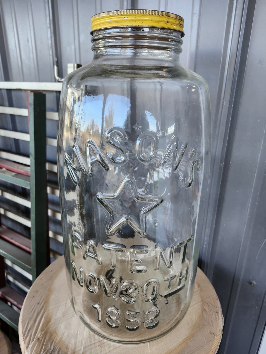 GIANT Mason's Star/Eagle Jar 18” Tall Glass;Nov 30,1858 Patent;5
