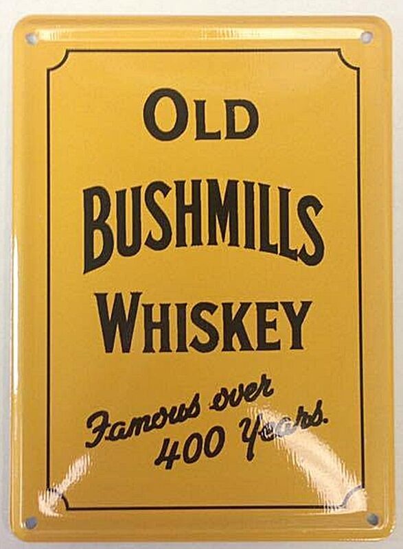 Alt Bushmills Whisky 400 Jahre Mini Metall Schild/Postkarte 110mm x 80mm (hi)