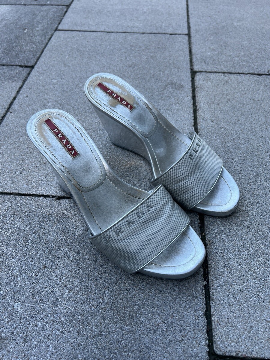 PRADA リボン フラットシューズ サイズ35 エナメルピンク