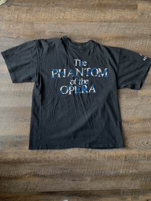 Vintage 1986 phantom of the opera T Shirt Faded Black 80 s Movie Tee Size L RARE