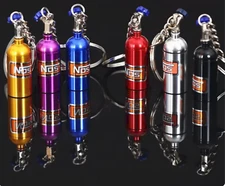NOS Nitrous Oxide System Key Chain Mini Red Bottle