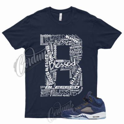 BLESSED T Shirt for 5 Midnight Navy Black Football Grey Georgetown 1 3 11 Dunk