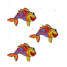 Bubba Lips Fish (3-Pack) Iron On Patch: Red