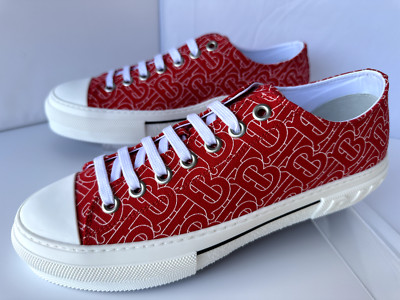 New Burberry Men's Monogram Print Sneakers Size 10 Red Tennis Shoes