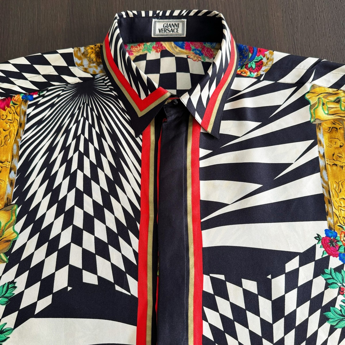 90’s gianni versace shirt GIANNI VERSACE silk shirt Op-Baroque w/ gold accents size IT