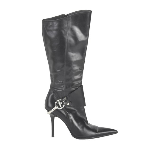 Cesare Paciotti Studded Leather Buckle Biker Boots Black  display picture 1