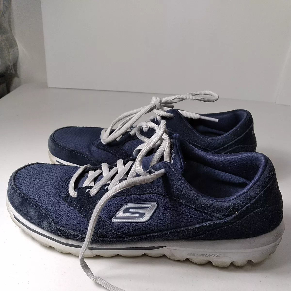 Skechers Walk Womens 8.5 M Navy Blue Resalyte Memory Form Fit Shoes Sneakers | eBay