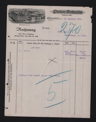 Elberfeld, invoice 1920, Peter Schulte satin damask