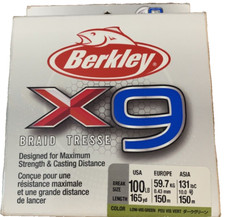 Berkeley X9BFS100-22 Braid Tresse 100lb Fishing Line-Brand New-SHIPS N 24 HOURS