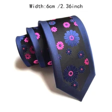 Classic Polka Dot Blue Pink Silk Skinny Slim Men's Necktie Tie 6cm/2.36inch