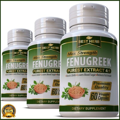 3 PACK Fenugreek 1000mg Max Strength Libido Booster Pills 180 Caps LOT  1/2028