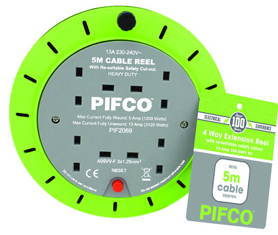 5 m 2 ODER 4 Wege 13 AMP Elektro Verlängerungskabeltrommel Netzstecker & Buchse Kabel PIFCO