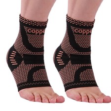 Copper Ion Elastic Ankle Support Brace Compression Sleeve Socks Foot Pain Relief