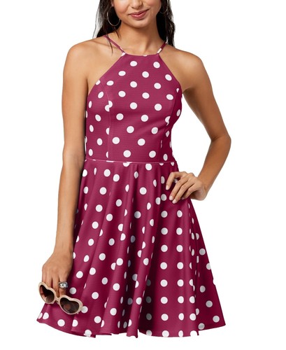 ZARA NEW WOMAN LONG ZW HALTER POLKA DOT DRESS FLARE OPEN