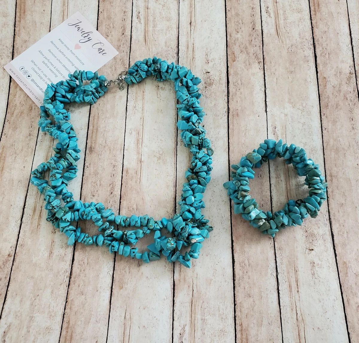 Turquoise Chip Necklace and Bracelet Western Turquoise Jewelry Set