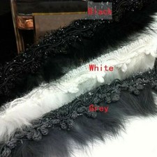 1Meter Fluffy Faux Fur Ribbon Tape Trim Floral Lace Edge for Sewing DIY New UK