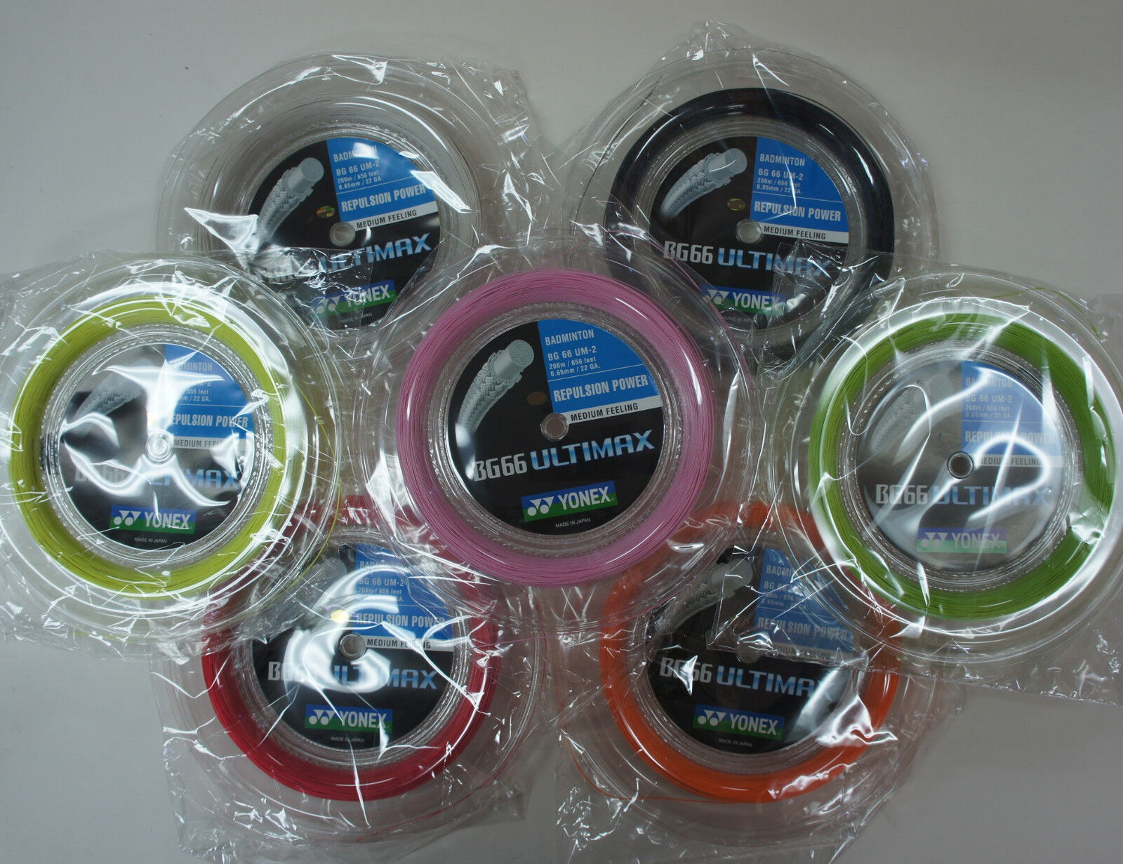 YONEX BG66UM (BG 66UM/BG 66 Ultimax), 200 m Coil Badminton String, Many Colours