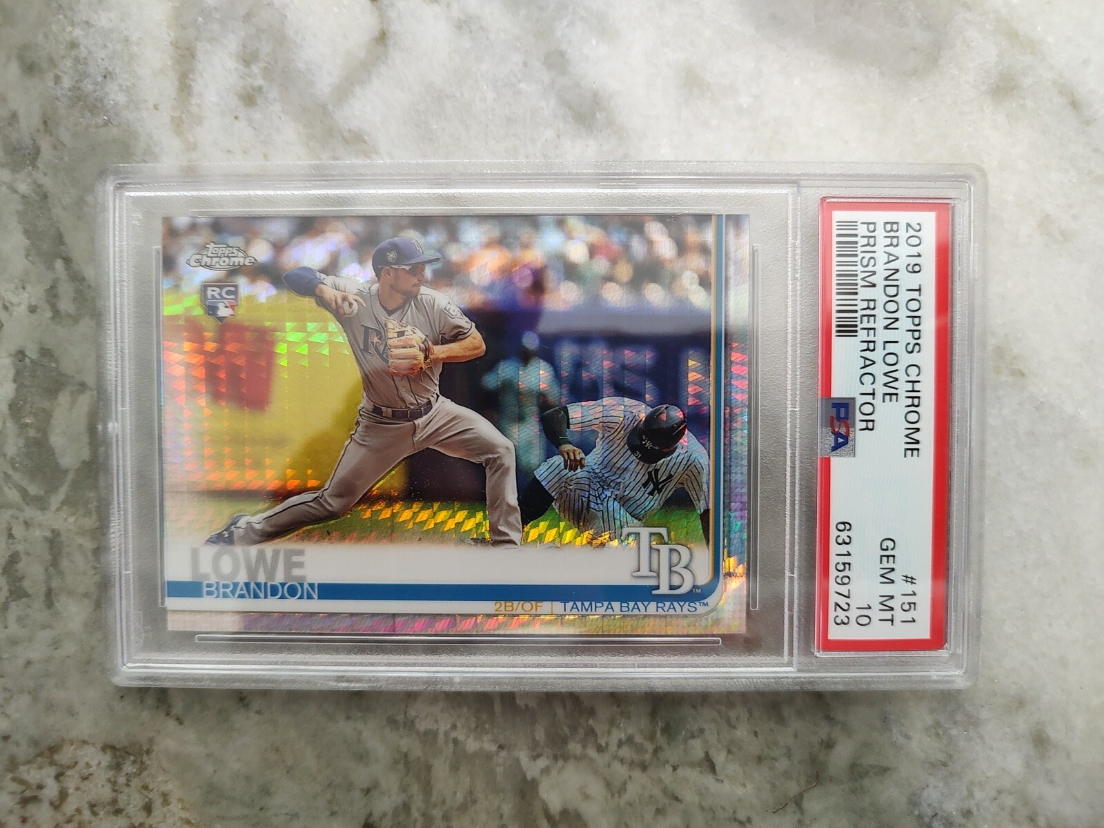 2019 Topps Chrome Brandon Lowe Rookie RC #151 Prism Refractor PSA 10 GEM MINT