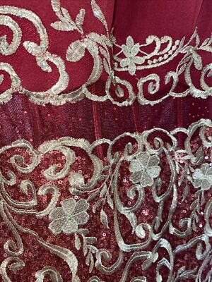 velvet burgundy dress Ellie Wilde Corset Bodice Ball Gown Prom Dress EW34036 Orange / 8