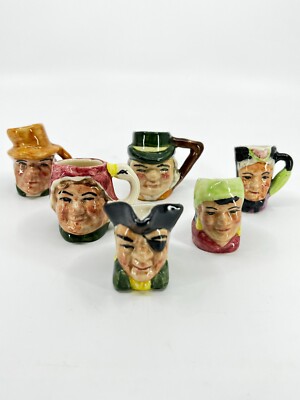 ARTONE England Miniature Two Faced Miniature Pitcher Lot Of 6 Hand Painted