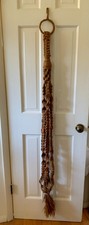 Vintage Handmade Jute Macrame 62" Plant Hanger w/ Wooden Beads