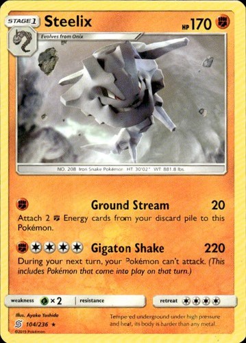 Pokemon Steelix SM - Unified Minds 104/236 Light Play LP+ or Better