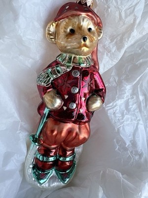 Vintage 1997 CHRISTOPHER RADKO Muffy Vanderbear Skiing Christmas Ornament w/ Box