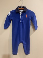 Ralph Lauren Vintage Baby Polo Long Sleeve Romper 9 Months EUC