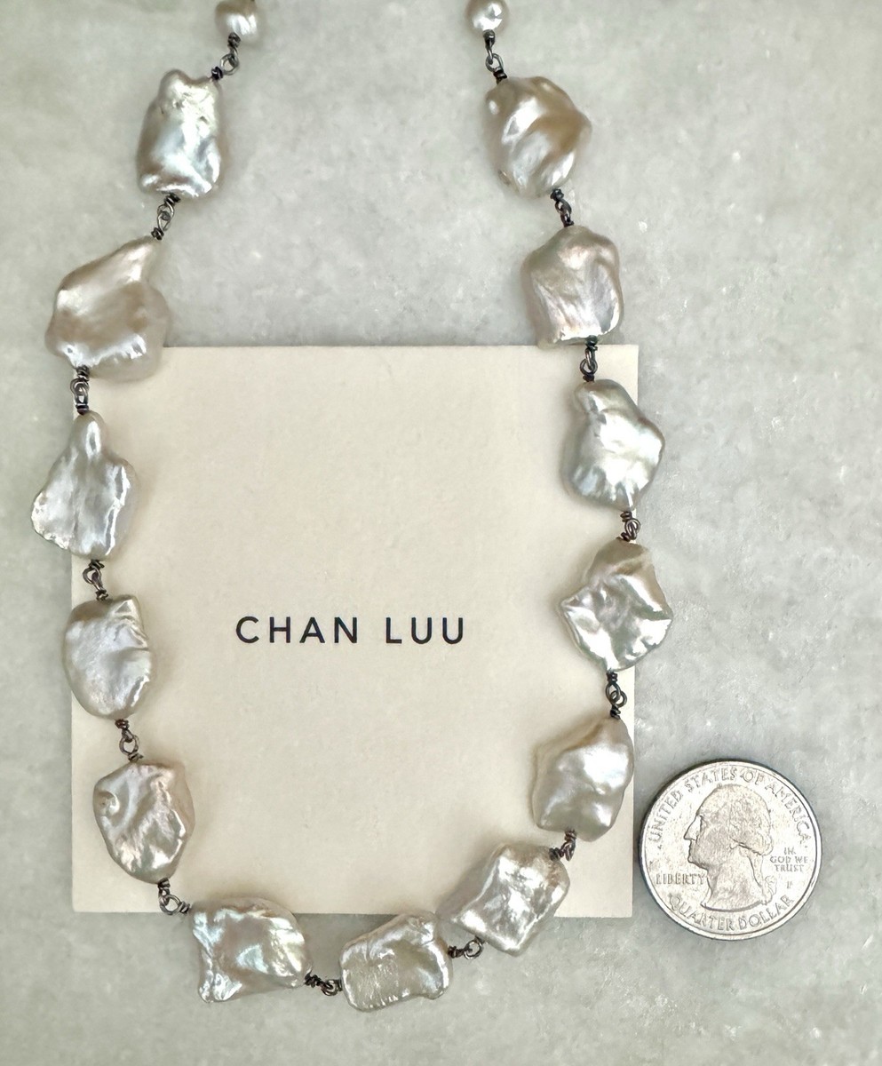 新品　CHAN LUU　Grey pearl silver necklace Martine Necklace Grey Pearl – Chan Luu